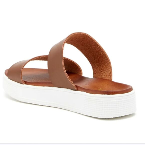 MIA Brown and White Sandals with Wide Strap - Picture 3 of 9